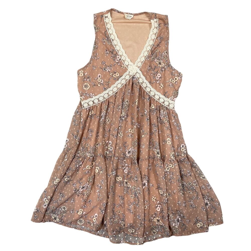 Peach Love Womens Size M V-Neck Sleeveless Floral Dress